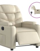 vidaXL Elektrické sklápacie kreslo krémové umelá koža