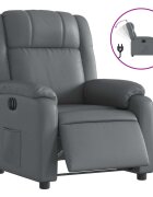 vidaXL Elektrické sklápacie kreslo sivé umelá koža