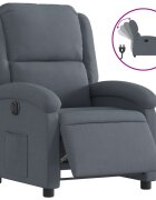vidaXL Elektrické sklápacie kreslo tmavosivé zamat