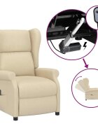 vidaXL Elektrické sklápacie kreslo ušiak krémové látka