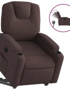 vidaXL Elektrické zdvíhacie masážne kreslo tmavohnedé látkové