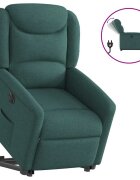 vidaXL Elektrické zdvíhacie masážne kreslo tmavozelené látkové