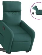 vidaXL Elektrické zdvíhacie masážne kreslo tmavozelené látkové