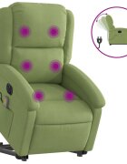 vidaXL Elektrické zdvíhacie masážne sklápacie kreslo bledozelené zamat