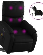 vidaXL Elektrické zdvíhacie masážne sklápacie kreslo čierne umelá koža