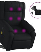 vidaXL Elektrické zdvíhacie masážne sklápacie kreslo čierne umelá koža