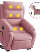 vidaXL Elektrické zdvíhacie masážne sklápacie kreslo ružové zamat