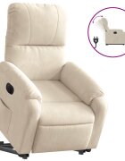vidaXL Elektrické zdvíhacie sklápacie kreslo béžové mikrovlákn. látka