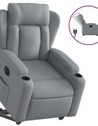 vidaXL Elektrické zdvíhacie sklápacie kreslo bledosivé látka