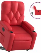 vidaXL Elektrické zdvíhacie sklápacie kreslo červené umelá koža