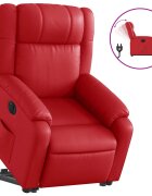 vidaXL Elektrické zdvíhacie sklápacie kreslo červené umelá koža