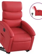 vidaXL Elektrické zdvíhacie sklápacie kreslo červené umelá koža
