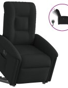 vidaXL Elektrické zdvíhacie sklápacie kreslo čierne látka