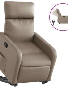 vidaXL Elektrické zdvíhacie sklápacie kreslo kapučínové umelá koža