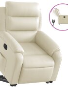 vidaXL Elektrické zdvíhacie sklápacie kreslo krémové umelá koža