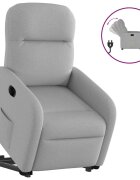 vidaXL Elektrické zdvíhacie sklápacie kreslo oblakšedá látka
