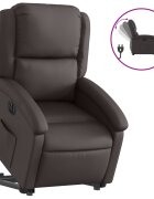 vidaXL Elektrické zdvíhacie sklápacie kreslo tmavo hnedé pravá koža