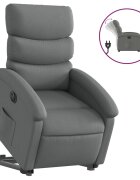 vidaXL Elektrické zdvíhacie sklápacie kreslo tmavosivé látka