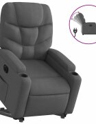 vidaXL Elektrické zdvíhacie sklápacie kreslo tmavosivé látka