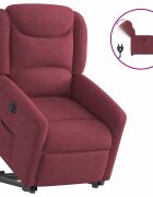 vidaXL Elektrické zdvíhacie sklápacie kreslo vínovo-červené látka