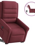 vidaXL Elektrické zdvíhacie sklápacie kreslo vínovo-červené látka