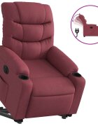 vidaXL Elektrické zdvíhacie sklápacie kreslo vínovo-červené látka