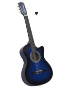 vidaXL Folková klasická gitara s výrezom so 6 strunami modrá 38"