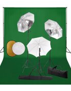 vidaXL Fotografické vybavenie s lampami dáždnikmi pozadím a reflektorom