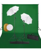 vidaXL Fotografické vybavenie s lampami dáždnikmi pozadím a reflektorom