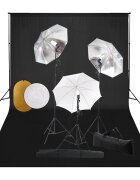 vidaXL Fotografické vybavenie s lampami dáždnikmi pozadím a reflektorom