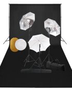 vidaXL Fotografické vybavenie s lampami dáždnikmi pozadím a reflektorom