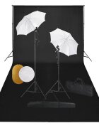 vidaXL Fotografické vybavenie s lampami dáždnikmi pozadím a reflektorom