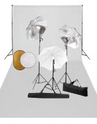vidaXL Fotografické vybavenie s lampami dáždnikmi pozadím a reflektorom
