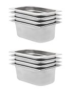 vidaXL Gastronádoby 8 ks GN 1/4 100 mm nehrdzavejúca oceľ