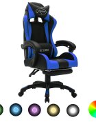 vidaXL Herná stolička s RGB LED svetlami modro-čierna umelá koža