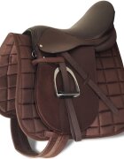 vidaXL Hnedá sedlo sada pre jazdu na koni 175" pravá koža 12 cm 5-v-1