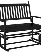 vidaXL Hojdacia lavička čierna 118x70x1045 cm masívny topoľ