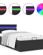vidaXL Hydraulický posteľný rám+úložný priestor LED 90x200 cm