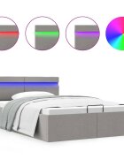 vidaXL Hydraulický posteľný rám+úložný priestor LED látka 120x200 cm