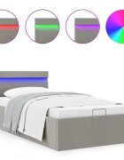 vidaXL Hydraulický posteľný rám+úložný priestor LED látka 90x200 cm