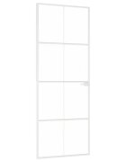 vidaXL Interiérové dvere biele 76x2015 cm tvrdené sklo a hliník úzke