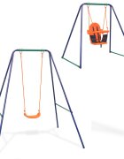 vidaXL Jednomiestna hojdačka a hojdačka pre batoľatá 2 v 1 oranžová