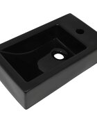 vidaXL Keramické umývadlo s otvorom obdĺžnikové čierne 46x255x12 cm
