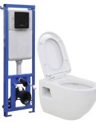 vidaXL Keramické závesné WC so skrytou vrchnou nádržou čierne