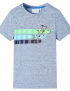 vidaXL Kids'T-shirt with Short Sleeves Blue Melange 92 Blue 140