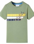 vidaXL Kids'T-shirt with Short Sleeves Blue Melange 92 Khaki 128