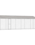 vidaXL Klietka pre psa s strechou Strieborná 800 x 200 x 256 cm