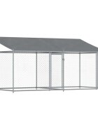 vidaXL Klietka pre psa so strechou a dverami sivá 4x2x2 m pozink. oceľ