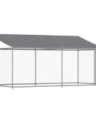 vidaXL Klietka pre psa so strechou a dverami sivá 4x2x2 m pozink. oceľ