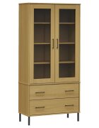 vidaXL Knižnica kovové nohy hnedá 85x35x1725 cm masívne drevo OSLO